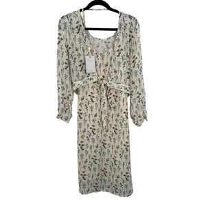 Comune Shafer Garden Print Dress Ivory Floral Long Sleeve Removable Top NWT S